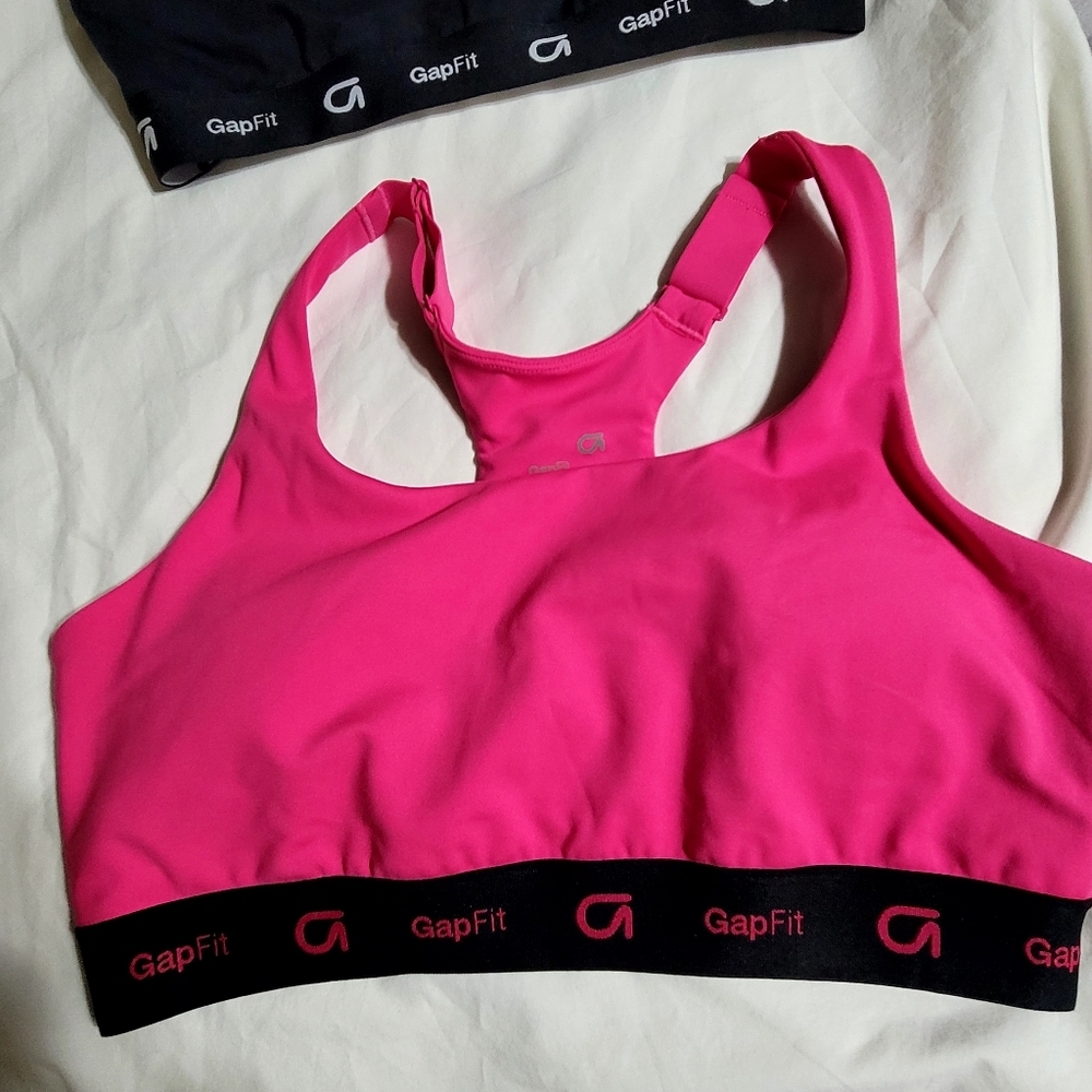Gap Fit Razorback Womens Sports Pink/Black Sports Bra Sz Small
